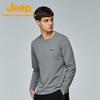 Jeep Men's Solid Round Neck Long Sleeve T-Shirt