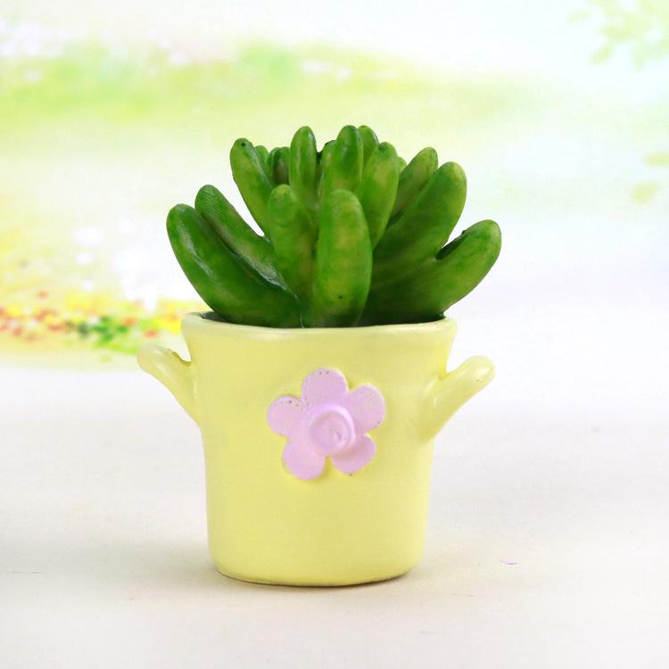 

Суккулентные растения в горшках бонсай микропейзаж мода домашний креатив настольный смоляной декор жёлтый