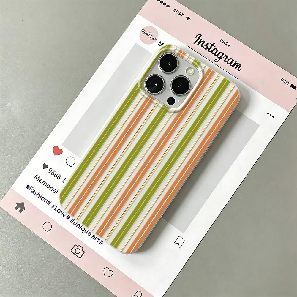Phone Case For Iphone 17 Air 15 Plus 11 Pro Max 14 13 16 12 Black Anti Yellow Clear Scratch Resistant Green Brown Stripe Cover
