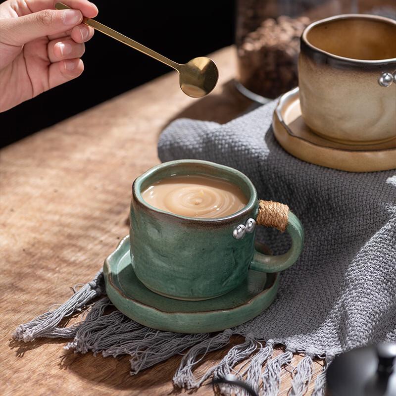 OLOEY Retro Ceramic Coffee Mug with Rope Handle