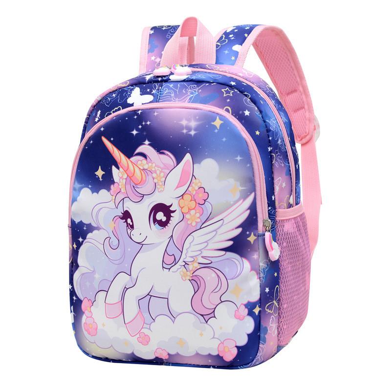 Large Capacity Childrens Backpack With Unicorn Print Design For Early School