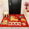 Cute Horse Pattern New Year Door Mat Red Bath Mat Water Absorption Soft Foot Mat Home Decorations