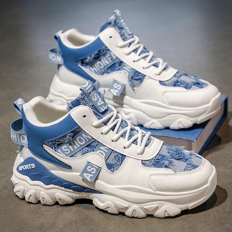 Men's Shoes Autumn Outdoor Wear-resistant Thick-soled High-top Sports Shoes Young and Young Casual Versatile High-value Dad Shoes