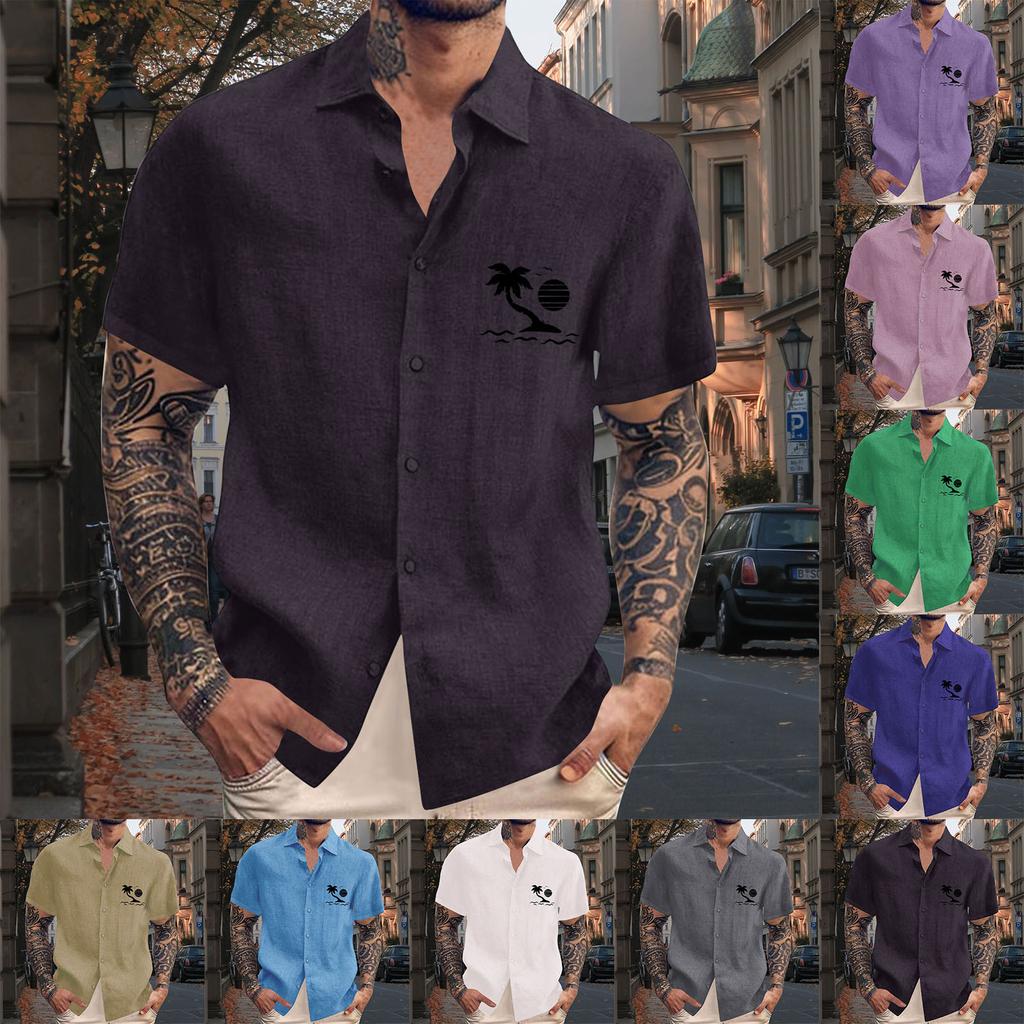 Pánská vintage letní plážová košile s krátkým rukávem na knoflíky na bowling