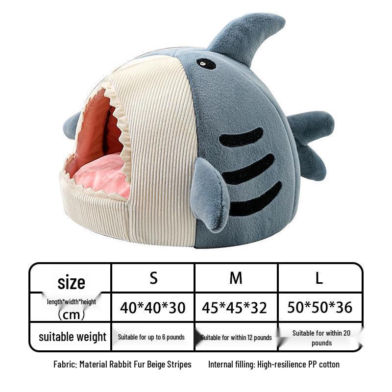 Shark-Shaped Cat and Dog Nest: Cozy, Enclosed, All-Season Comfort and Security