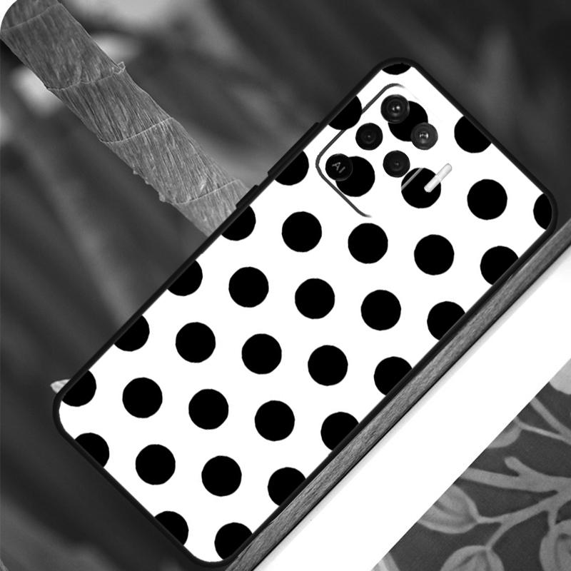 Black And White Polka Dot For OPPO A58 A78 A98 A54 A74 A94 A16 A76 A96 A5 A9 A52 A72 A79 A53S A15 A17 A57 A77 Case
