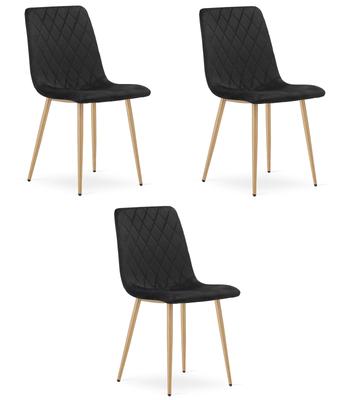 Turin Chair - Black Velvet / Wood Color Legs X 3