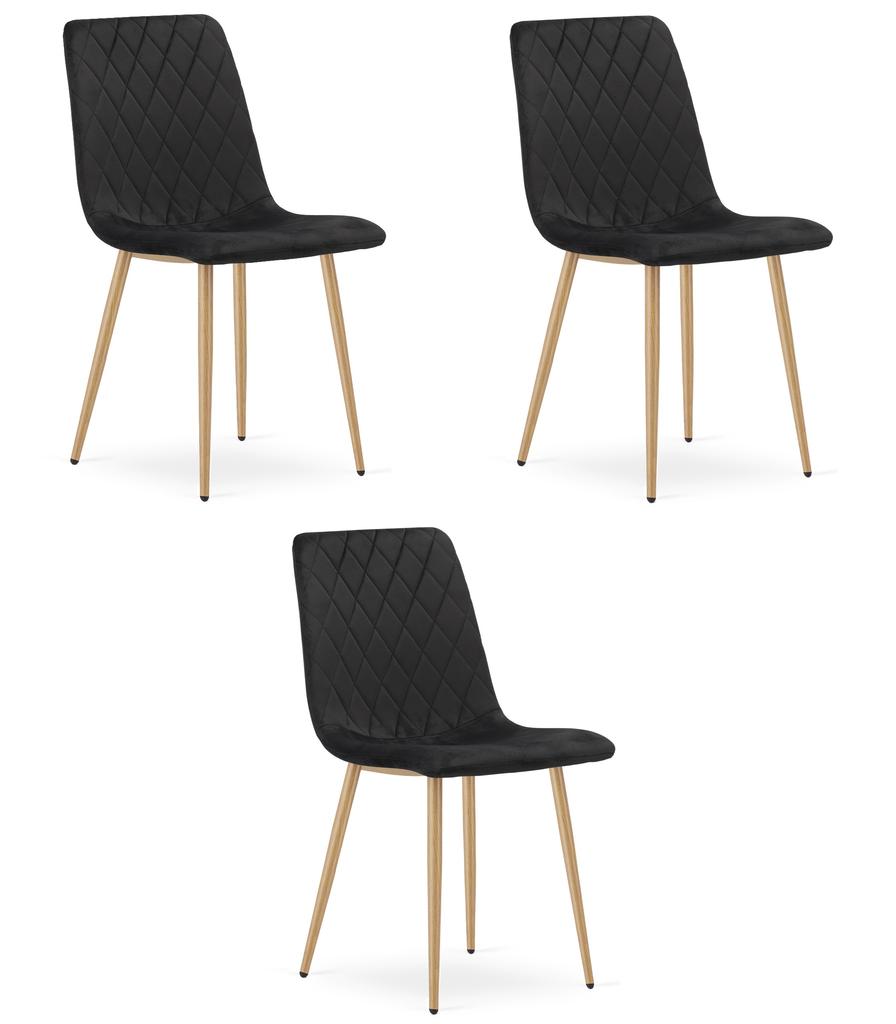 Turin Chair - Black Velvet / Wood Color Legs X 3