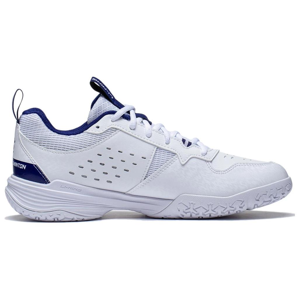 New LiNing Ace V Collection Anti Slip And Wear Resistant Breathable Low Top Badminton Shoes Unisex White Blue AYTT001-3