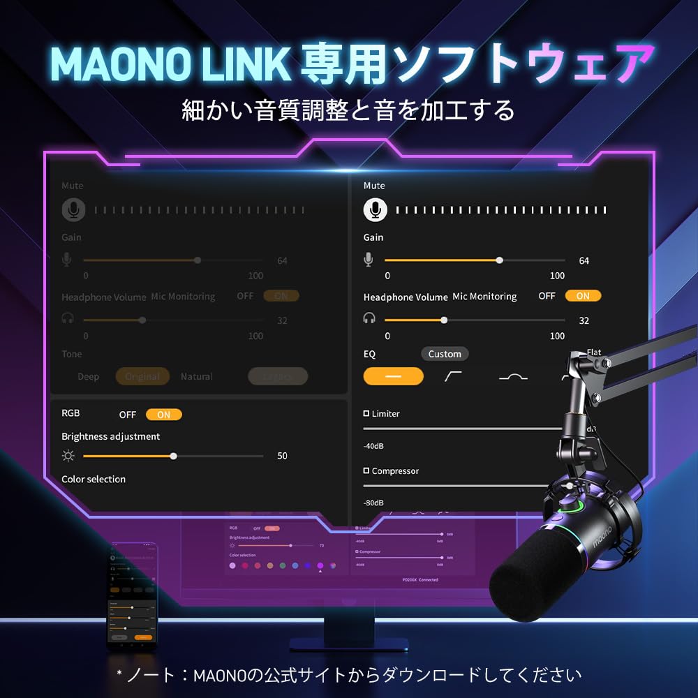 MAONO PD200X USBXLR Dynamic Gaming Microphone for PC Podcasting, with Dedicated Software, Unidirectional, 2-in-1 Volume Control, Mute Button,