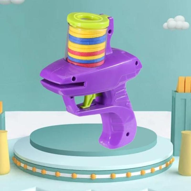 1Pc Disc Launcher Toy with Trigger 15 EVA Discs Outdoor Garden Backyard Lawn Park Kids Flying Disc Shooter Game Toddlers Boys Girls Gift