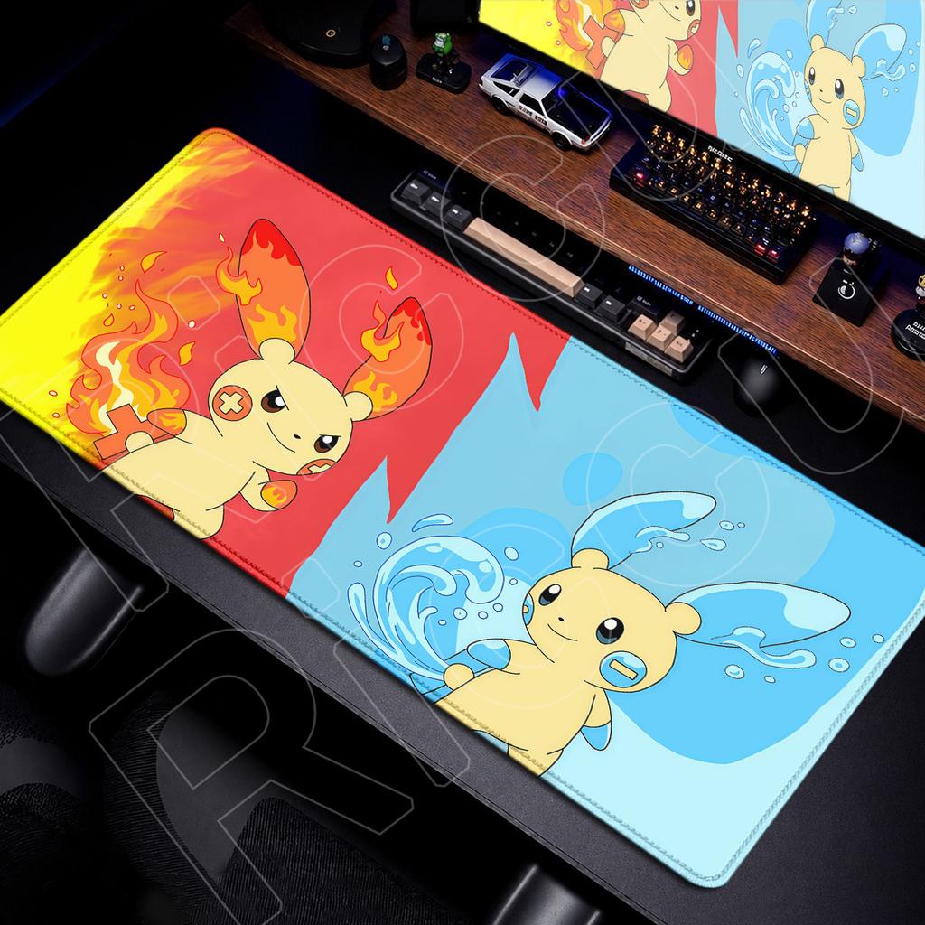 Xxl Anime Gamer Keyboard Desktop Mat PPlusle Minun Locking Edge Mouse Pad Pc Rubber Accessories 90x40cm Washable Carpet