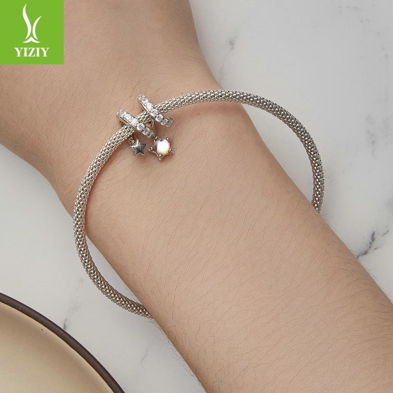 Moonstone Meteor Shower Bracelet Beaded S925 Silver Handmade Diy Bead String Decoration