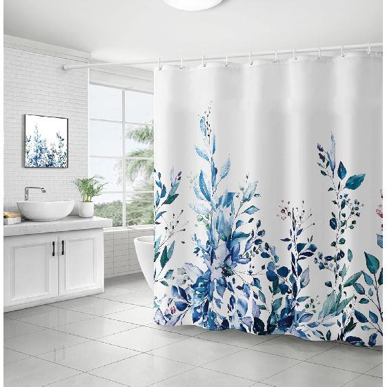 Shower Curtain for Bathroom, Shower Curtain with 12 Hooks, Polyester Fabric Machine Washable Waterproof 72 x 72 Inch