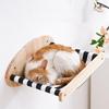 Cat Hammock Wall Mounted Large Cats Shelf - Solid Wood Cat Perches Climbing Shelf- Stripes Kitty Furniture for Sleeping