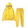Womens Fleece Hooded Zip Tracksuit Loose Fit Solid Color Sportswear Set