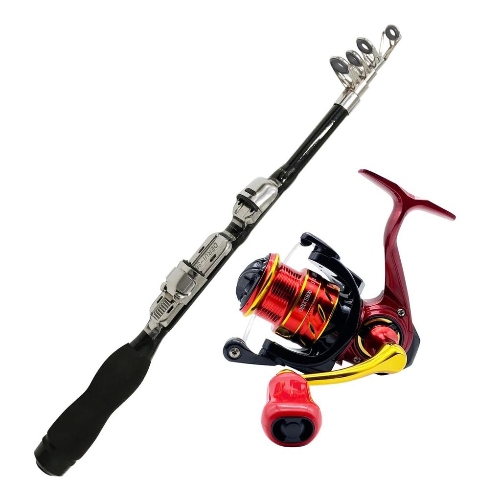 Orurudo Fishing Tackle Telescopic Compact Rod, 2.3m Carbon Fiber, with Orcus 800 Spinning Reel (qb300083b05n0)