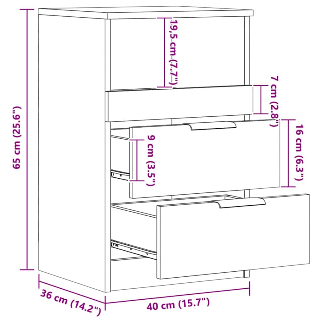 Nightstand Artisan Oak 40x36x65 cm Particleboard