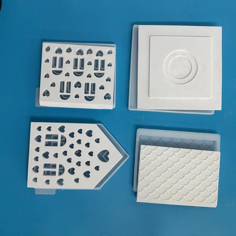 4Pcs/set 3D House Heart Silicone Molds for Resin Concrete Love House Candle Holder Mold House Shaped Decoration Ornaments Gypsum Mold