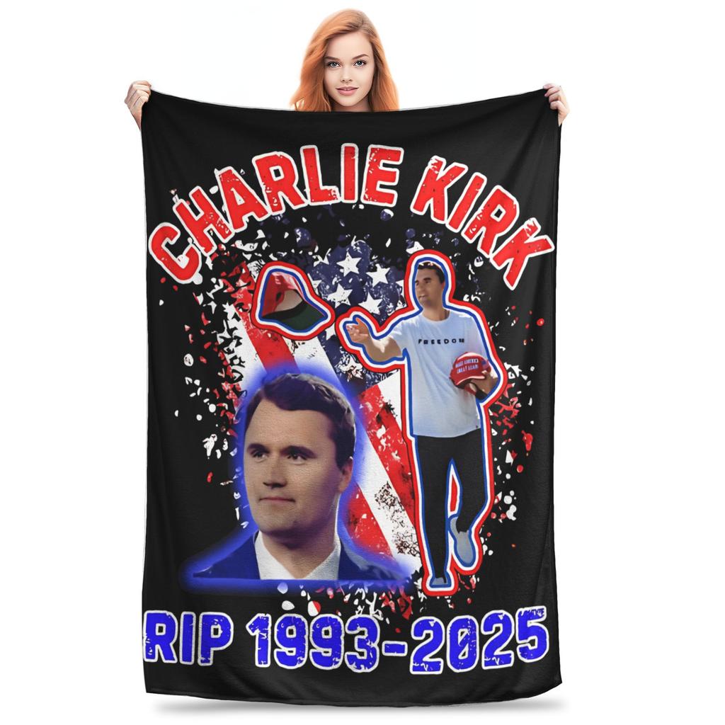 Charlie Kirk A True Patriot Blanket Quality Soft Warm Bedding Throws Spring Girls Boys Living Room Street Trend Bedspread