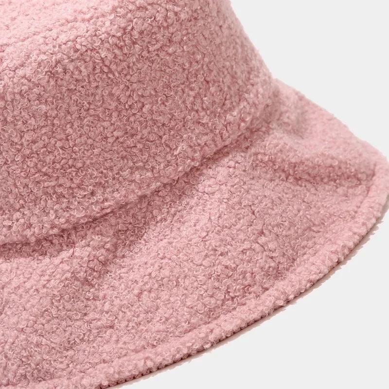 Female Warm Hats Solid Color Streetwear Warmer Folding Big Wide Visor Flat Hats New Plus Plush Corduroy Bucket Hats Accessories