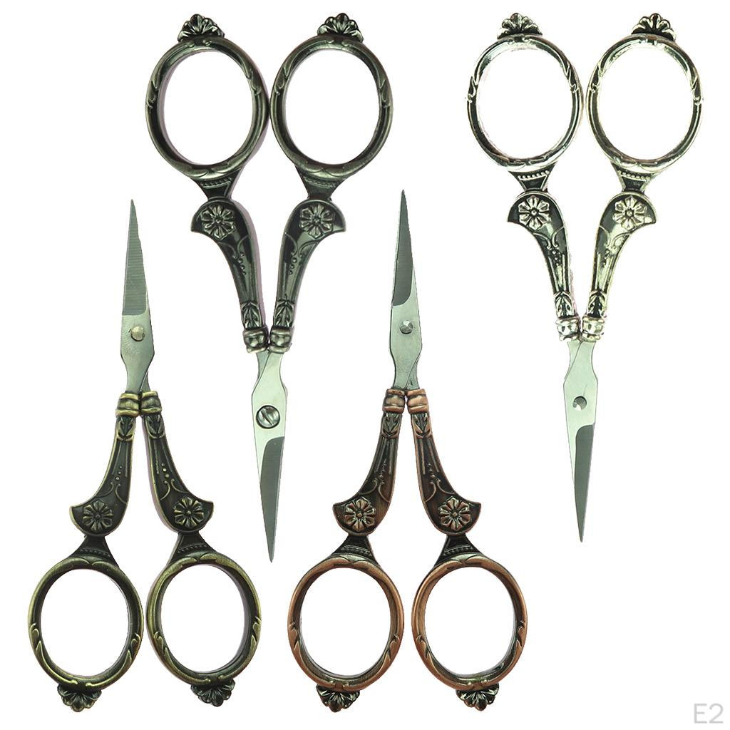 1 Piece Stainless Steel Sewing Scissors Vintage Style DIY Embroidery Scissor - Copper
