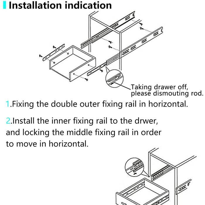 Drawer Slides - AOLISHENG - Model A53 - 400 Mm - Metal - Color Gray