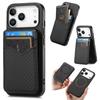 For iPhone 17 Pro Magnetic Case Carbon Fiber Texture Back Cover with Detachable Card Holder