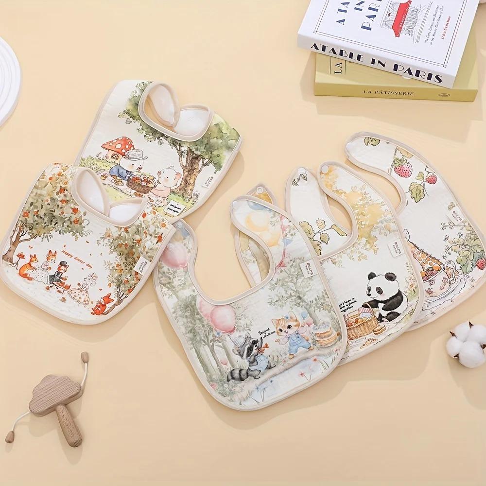 Cotton Baby Feeding Bib Adjustable Neck Burp Clothes Durable Saliva Towels  for Girls Boys