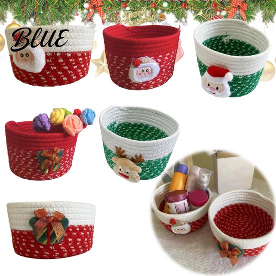 Cute Table Organizers Desktop Decorative Basket Christmas Woven Storage Cotton Rope Theme Organizer Handmade Fabric