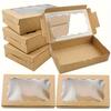 25pcs Premium Kraft Paper Gift Boxes with Clear Window Perfect for Cookies Macarons Candy Pieceaging Ideal for Weddings Parties & Decorations