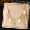 Fashionable Seaside Vacation Style Bead Necklace Exquisite Sea Fish Starfish Sun Shell Necklaces Multi-Element Blue Jewelry