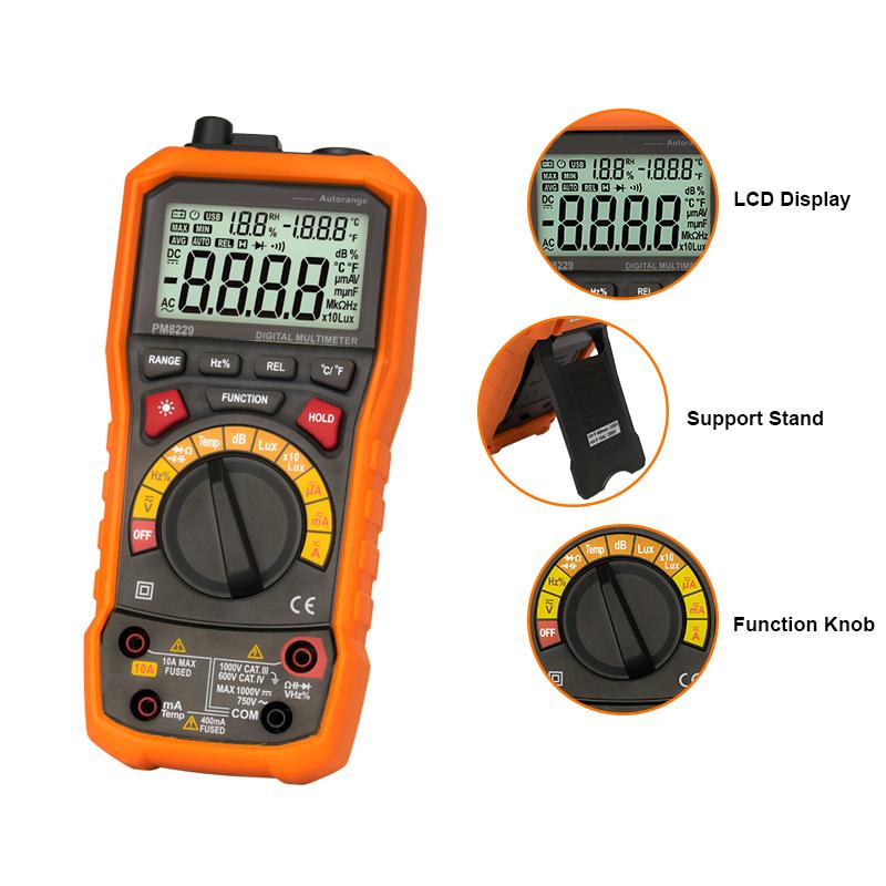 Multimeter Pm8229 Multimetro Tester Digital Multimeter 6000 Counts Auto Ranging Ac/dc Voltage Temperature Measuring