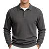 Men's Jacquard Textured Button Down Collar Polo Sweatshirt.
