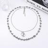 Individual cold wind alloy wine jug pendant flower stamen chain double-layer necklace light luxury advanced design