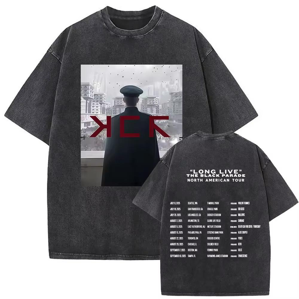 Washed Vintage Rock Band My Chemical Romance The Black Parade Tour  Tshirt Mens Women Fashion Punk Emo Oversized T Shirts