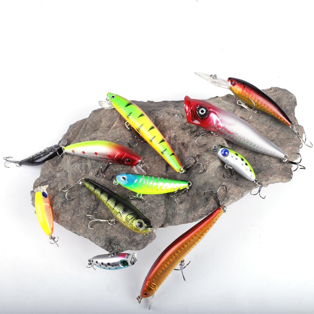 Kit De 10 Leurres De Pêche Durs – Leurres Flottants Réalistes, Boîte Incluse, Pour Bar Et Truite