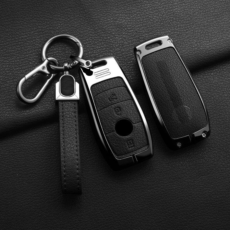 Zinc Alloy Leather Car Key Holder For Mercedes Benz C E S A G Class Glc Cle Cla Glb Gls W177 W205 W213 W222 X167 Amg Key Fob