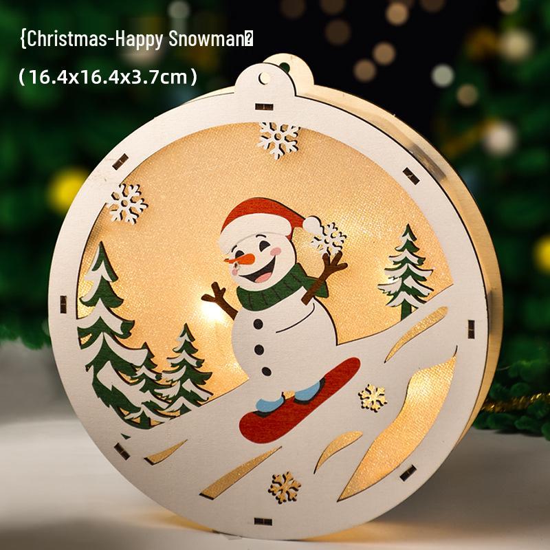 Luminous Handmade Wooden Christmas Tree Ornament Pendant Decor Gift.