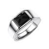 925 Sterling Silver Men's & Women's Open Ring with Black Agate - Elegant and Unique Design