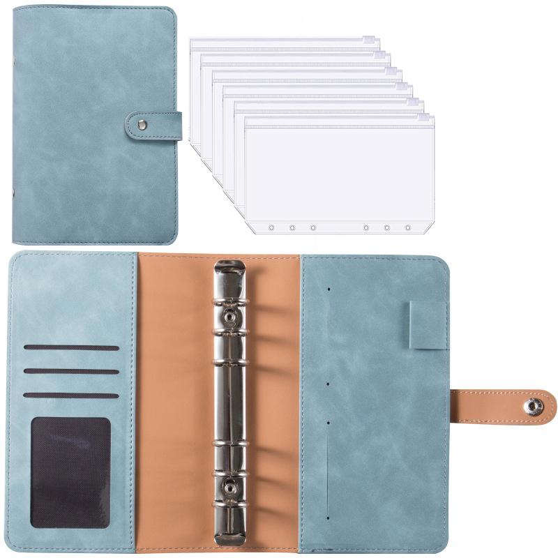 A6 PU Leather Budget Binder Notebook Cash Envelopes System Set,with Binder Pockets for Money Budget Saving Bill Organizer