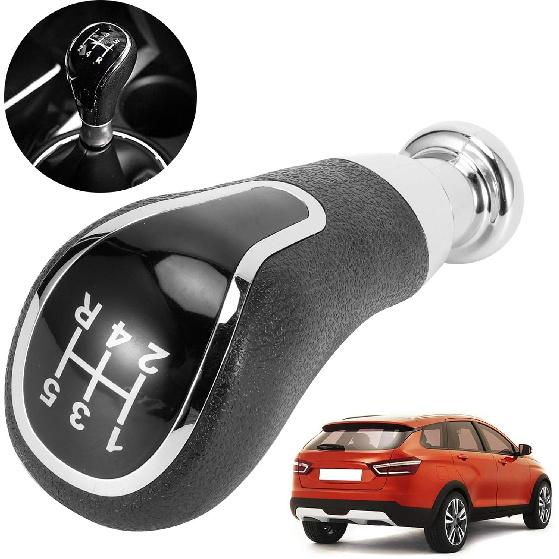 Shift Knob, Leather Shift Knob 5 Speed,Antiwear Unique and Delicate Styling Durable PU Leather Plastic Material Gear Shifter Lever Accessories Fit