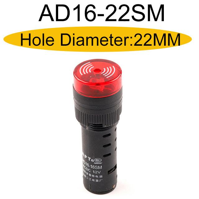 1PCS AD16-22SM 12V 24V 110V 220V 380V 22mm Flash Signal Light Red LED Active Buzzer Beep Alarm Indicator Red Green Yellow