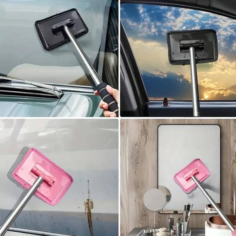 Telescopic Handheld Automotive Windshield Cleaner With Adjustable Length Stainless Plastic Wiper Tool For Universal Use