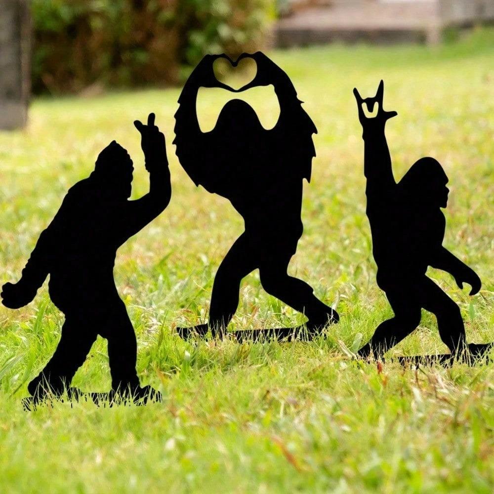 Metal Garden Stake Bigfoot Ornament Outdoor Decor Patriotic Yard Art Modern Home Accent
