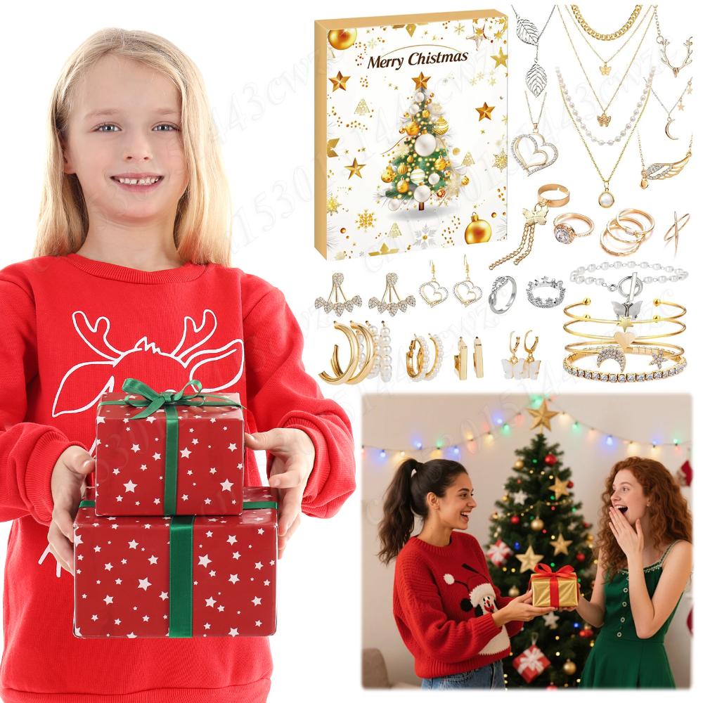 Jewelry Kit Christmas Countdown Calendar Fashion Bracelet Necklace Ring Earrings 24 Days Xmas Advent Calendars Gifts For Girls