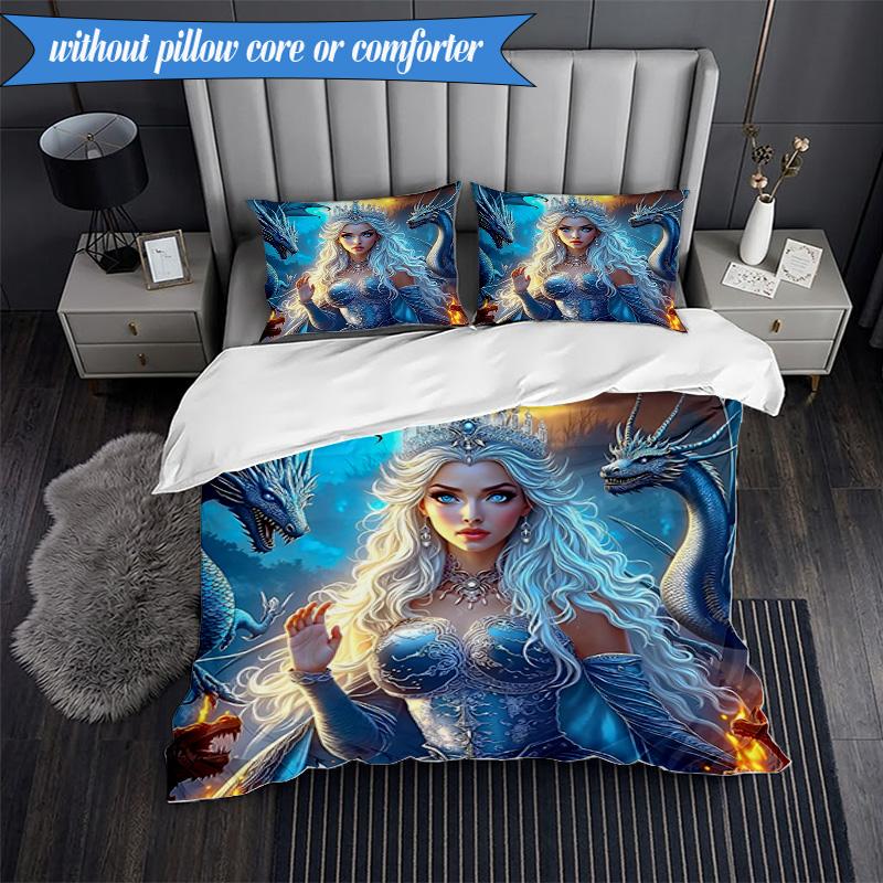 3PCS Dragon Queen's Majesty Bedding Set,Including 1pc Duvet Cover And 2pcs Pillowcases Perfect for Bedroom, Dormitory, Fan Christmas gift