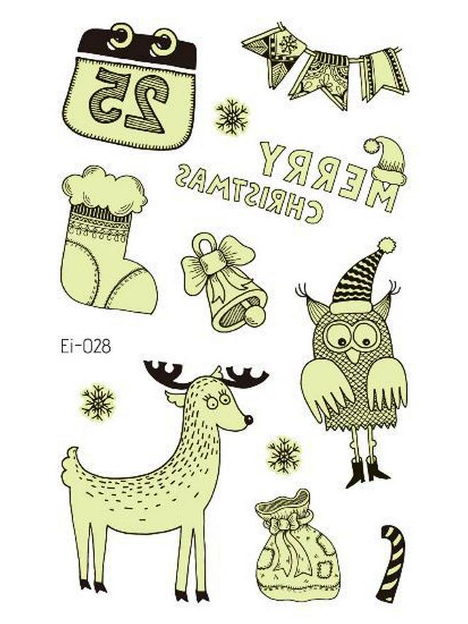 Ricalon Glow-in-the-Dark Waterproof Christmas Temporary Tattoos for Kids