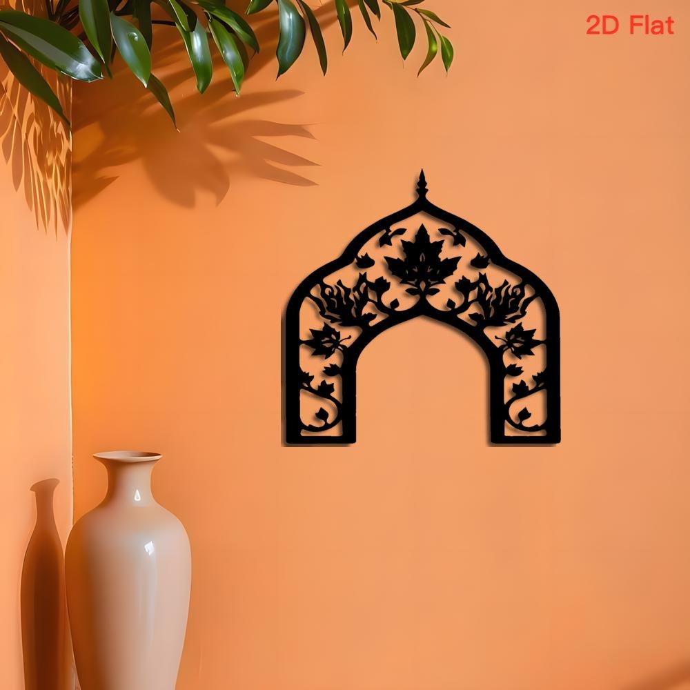 Black Iron Laser Cut Floral Wall Art, 2D Flat Metal Decor for Bedroom Living Room, Romantic Farmhouse Hanging Ornament