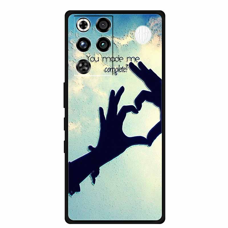 For ZTE Nubia RedMagic 11 Pro 5G Case 3D Emboss Flowers Relief Soft Black Silicone Back Cover For ZTE Nubia RedMagic 11Pro Funda